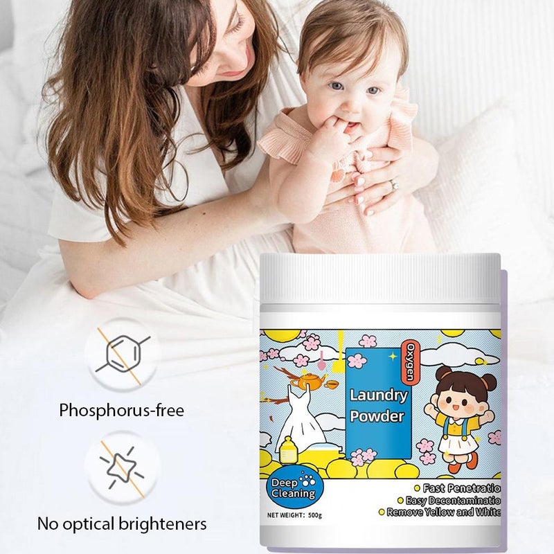 Hyper Concentrated Strong Stain Remover Powder,16.67 Fl Oz Strong Stain Remover Powder Oxygen Laundry Powder For Clothes,Lifts Tough Stains & Safe On Everyday Fabrics,Terminate Sweat Oil Stains,500g - Image 3